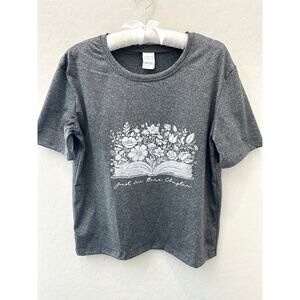 Gray Floral Book Graphic Tee Just One More Chapter | Size Large